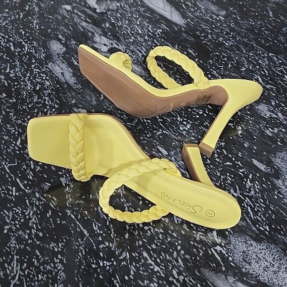 NEW SHOE LAND SL-MILEY SQUARE OPEN TOE HEELED DOUBLE BRAIDED STRAP SLIDE SANDAL - Picture 10 of 15